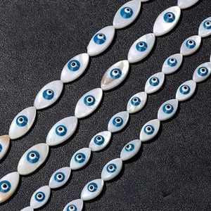 Hartvorm witte schelpkraal ronde blauwe kralen passen doe-het-zelf sieraden armband ketting oorbellen meubi bulk-NO.4 6x12mm-A string ongeveer 36cm