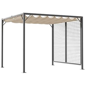 Outsunny paviljoen, pergola met verstelbaar stoffen dak, partytent, overkapping, polyester, beige, 275 x 295 x 238 cm