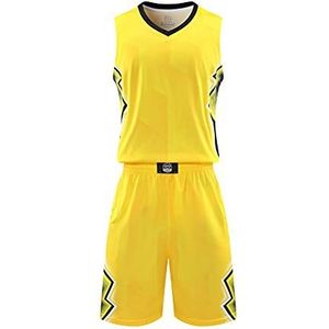 Basketbalshirt en shorts voor heren, teamuniform met zakken, sportkleding, uniform, Geel, XL