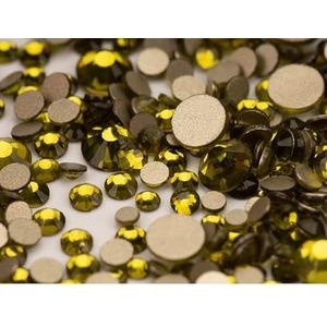 1440 Stks SS4-SS20 Glas Kristal AB Rose Non Steentjes Goud Plaksteen Glitter Strass Stenen DIY Nail Art Accessoires-Olivine, SS10-1440 Stks