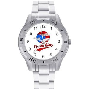 Puerto Rico Baseball Ball Mannen Zakelijke Horloges Legering Analoge Quartz Horloge Mode Horloges