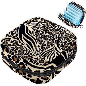 MUOOUM Maandverband Opbergtas, Luipaard Zebra Print Menstruatie Cup Pouch, Draagbare Maandverband Pads Opbergzakken Vrouwelijke Menstruatie Eerste Menstruatie Tas voor Tiener Meisjes Vrouwen Dames,