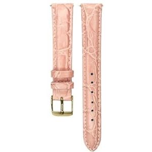 CBLDF 12mm 14mm 16mm 18mm 20mm Lederen Horlogeband Roze Beige Blauwe Horlogeband Lederen Band Roestvrij Stalen Gesp (Color : Pink Gold Buckle, Size : 14mm)