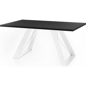 WFL GROUP Eettafel Colter wit in moderne stijl, rechthoekige tafel, uittrekbaar van 160 cm tot 260 cm, gepoedercoate witte metalen poten, 160 x 90 cm (zwart, 160 x 90 cm)