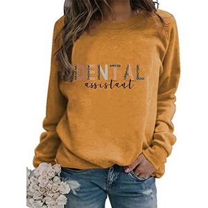 Dental Assistant Sweatshirt for Womens Cute Leopard Graphic Long Sleeve Pullovers Tops Dentist Assistant Gifts