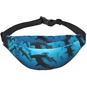 Hammerhead Sharks Fanny Pack Casual Heuptas Verstelbare Heuptas Crossbody Tas voor Sport Reizen, Zwart, Eén maat