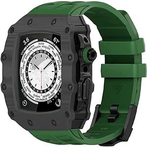 OFWAX Koolstofvezel Refit Horloge Case Cover Fluor Rubber Horlogeband, Voor Apple Watch Ultra 8 7 6 5 4 SE 44mm 45mm Modificatie Kit Frame Bezel Cover, For 6/5/4/SE 44mm, agaat