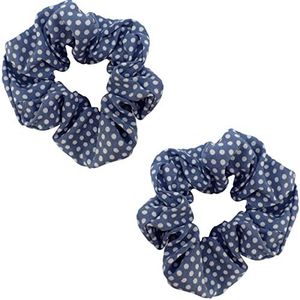 Topkids Accessories 2-delige patroon scrunchies voor meisjes en vrouwen, haarbobbles voor vrouwen, haarscrunchies, haaraccessoires, elastische haarbanden, elastische haarelastiekjes (turquoise stippen)