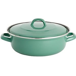 Lite-Body - Magnus Braadpan  28cm/3l met deksel- Emaille - Inductie - Olijf groen