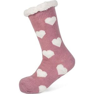 styleBREAKER Dames ABS Stopper Sokken met teddyvoering en hartpatroon, ABS sokken, maat 35-42 EU / 5-10 US / 4-8 UK 08030007, Farbe2:Oude roos-Wit