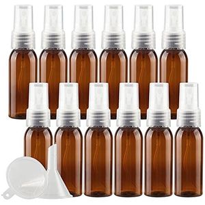 Cosmetische reiscontainers, reispotten for toiletartikelen, 50 stuks draagbare lege 30 ml bruine PET-kunststof fijne mistpompsprayflessen(Brown)