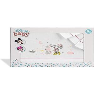 Interbaby MN003-12 Disney babykribbe laken Minnie Mouse wit/roze