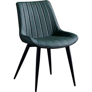 GEIRONV Moderne eetkamerstoel, gestoffeerde stoel van imitatieleer Retro keukenaccentstoel met metalen poten Home Restaurants Lounge Chair Eetstoelen (Color : Green, Size : 46x53x83cm)