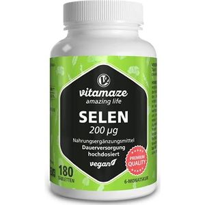Vitamaze - Selenium - 200 mcg - Veganistisch - 180 Tabletten - Hoge Dosering