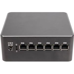 HSIPC Alder Lake Pentium Gold 8505 Active Cooling Firewall Micro Appliance, Mini PC, Nano PC, Router PC met 8G 256G 6*i226-V RJ45 AES-NI Compatibel met pfsense Opnsense