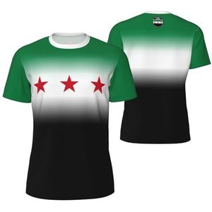 Sport Mesh T-Shirt Syrië Vlag 1932-1963 voor Running Bike Voetbal Tennis Voetbal Fitness Tees 3D Gedrukt, Meerkleurig, L