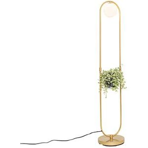 QAZQA - Art Deco Art Deco vloerlamp goud met wit glas - Isabella | Woonkamer | Slaapkamer | Keuken - Staal Ovaal - G9 Geschikt voor LED - Max. 1 x 5 Watt