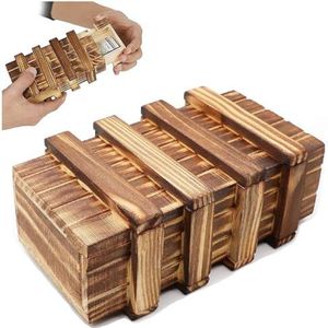 Houten geheime puzzeldoos Brain Teaser Box Magic Cards Case Houder met geheime verborgen compartimenten puzzeldoos voor kinderen en volwassenen