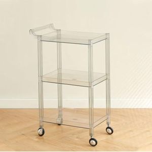 PP-Vic Acryl Haarverfcrème Trolley, Drielaags Mobiele Opbergwagen Met Handvat En 4 Wielen, Transparante Multifunctionele Opbergrek Servicewagen, Geschikt Voor Kapsalons, Salons,Wit