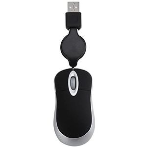 Optische Mini Intrekbare Muis Draagbare Mini USB Bedrade Muis Ergonomie Thuiskantoor Muizen voor Computer PC Laptop (zwart)