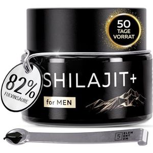 Shilajit Original Himalaya 25 g – 82% fulvinzuur Mumijo Shilajit hoge dosering I 60 dagen drogen in de zon I traditionele handmatige oogst incl. 500 mg doseerlepel