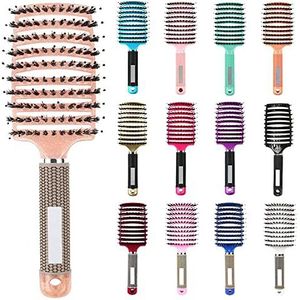 My Sensory Space Ontwarrende Haarborstel, Magische Borstel Ontklitter, Detangler Bristle Nylon Haarborstel, Gebogen en Geventileerde Ontwarrende Haarborstel (Kleur: Roze-C)