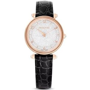 Swarovski - Crystalline Wonder horloge gemaakt in Zwitserland, leren armband, zwart, roségoud afwerking Ref: 5653359