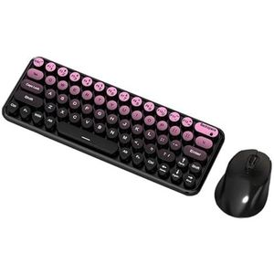 Ergonomisch 2.4G draadloos toetsenbord muis combo 65 toetsen verloopkleur toetsenbord met 1600DPI draadloze stille muizen geschikt for pc/desktop(Russian layout,Black Pink Gradient)
