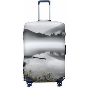 NONHAI Reisbagagehoes, beschermer, meer met mistige moun uitzicht kofferhoes, wasbare elastische kofferbeschermer, anti-kras kofferhoes, geschikt voor bagage van 18-32 inch, Zwart, S