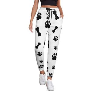 Hondenpoot print en botten dames joggingbroek running joggingbroek casual broek elastische taille lang met zakken