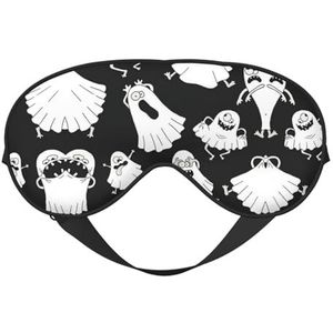 Grappig wit geestdruk zacht oogmasker, dubbelzijdige zachte oogbedekking voor slaap, reizen, yoga, verstelbare riem, blokkeert licht