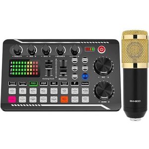 DJ-controller DJ-apparatuur Microfoon Geluidskaart Console Studio Geluidskaart Kit Kabel Telefoon Mengcomputer Live Voice Mixer F998 Geluidskaart(With Microphone)
