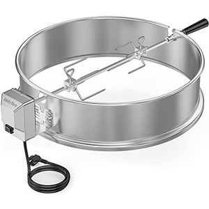 Onlyfire BBQ Draaispit Rotisserie met Ring voor Weber 57CM Ketelgrill Houtskoolgrill, Roestvrij Staal Grillspieset past op Weber 2290 en andere ketelgrills van 57 cm
