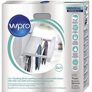 Wpro SKP101 verbindingsframe wasmachine/droger zuil universeel voor alle 60 cm x 60 cm apparaten ORIGINELE Whirlpool 484000008545 tussenbouwframe met plank + washanger (SKU: 100078948-000)