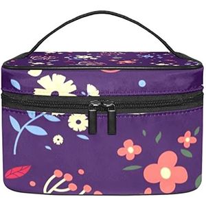 Bloemen make-up organizer tas, reismake-up tas organizer case draagbare cosmetische tas voor vrouwen en meisjes toiletartikelen, Meerkleurig, 22.5x15x13.8cm/8.9x5.9x5.4in