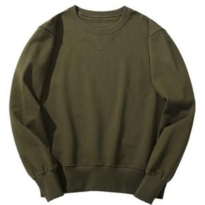 Dvbfufv Mannen Winter Katoen Ronde Hals Lange Mouw Sweatshirt Casual Mode Straat Oversized Sweatshirt, Leger En8, M