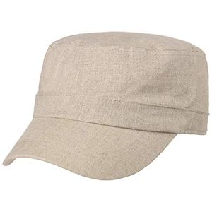 Lipodo Linnen Armypet Dames/Heren - zomer cap met klep Klittenbandsluiting voor Lente/Zomer - One Size beige
