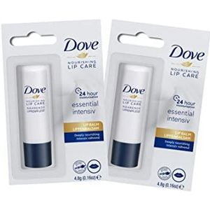 Dove Nourishing Lipcare Lippenbalsem, 4,8 g, essentieel intensief, lippenverzorging (2 stuks)