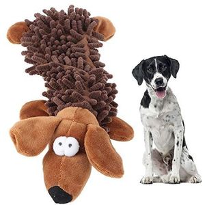 Redxiao Pluche speelgoed voor katten, speelgoed voor katten, pluche materiaal, bruine hond voor honden, pluche om te bijten (bruine hond)
