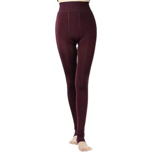 Aventy Thermische winter legging van dik, elastisch velours met fleece voering Hoge taille, Bordeaux, One size