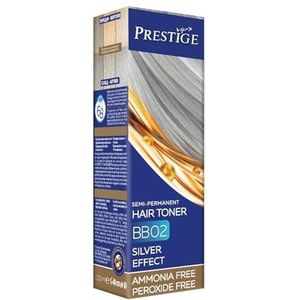 Vips Prestige | Semi Permanente Haarkleuring en Zilveren Kleurtoner 02 | Kleuring zonder Ammoniak en Peroxide | Met Olijfolie, Macadamia-olie en Castorolie | Verzorgt, hydrateert en geeft glans