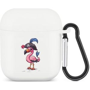 Piraat Flamingo Leuke Case voor AirPods 2&1 Schokbestendige Beschermende Hoofdtelefoon Gevallen Cover Met Sleutelhanger Voor Mannen Vrouwen