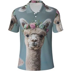GUOLGP I Love Alpaca's Print Poloshirts Ademend Comfortabel Korte Mouw Mannen Dagelijks Dragen Golfen Camping, Zwart, S