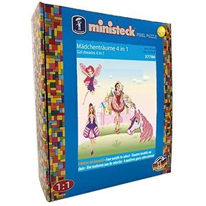 Ministeck 37786 - Mozaïekplaatje 4 in 1 meisjesdromen, ca. 26 x 33 cm groot wasbord met ca. 1.800 kleurrijke steentjes, knijpplezier voor kinderen vanaf 4 jaar.