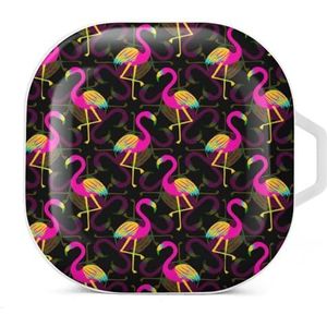 Hawaiiaanse tropische flamingo vogels oordopjes hoesje compatibel met Samsung hard shell beschermhoes witte stijl