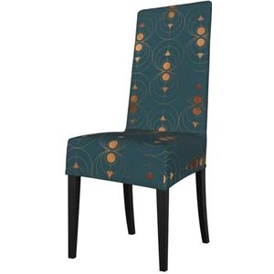 KemEng Copper Art Deco Op Smaragd, Stoelhoezen, Stoelbeschermer, Stretch Eetkamerstoelhoes, Zithoes voor Stoelen