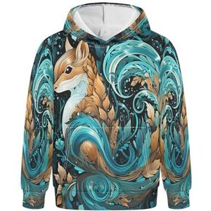 KAAVIYO Blauwe eekhoorn aquarel fancy hoodies sweatshirts atletische hoodies schattig 3D-print voor meisjes jongens, Patroon, XS