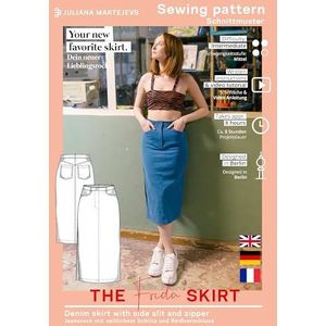 patroon jeansrok dames (maat XS-XXXL) papiergesneden patroon met naaihandleiding voor het naaien