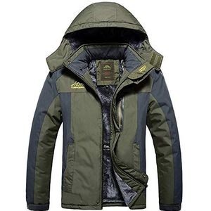 AnyuA Heren Sport Outdoor Waterdicht Teddy Fleece Dikken Jas Winddicht Wandeljas, Leger Groen, XL