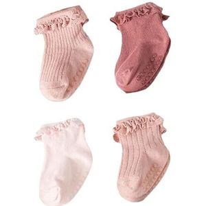 4 paren/partij antislip herfst/winter katoenen sokken effen kleur voetsokken schattig (Color : 10, Size : S 6-12 months)